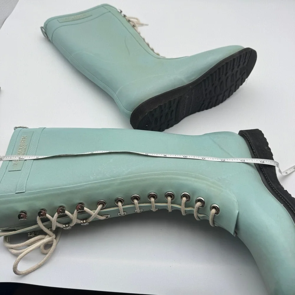 Ilse‎ Jacobsen RUB1 Lace Up Rain Boots Seafoam Green EU 39 US 8.5-9 Waterproof